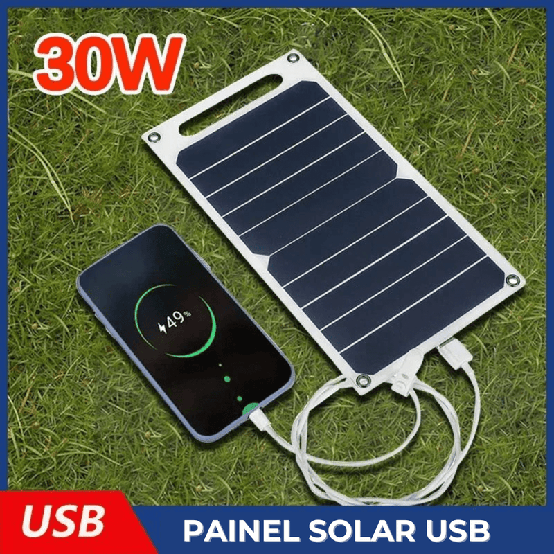 Painel Solar Com USB 30W - Á Prova D'Água - Xtrema Shop